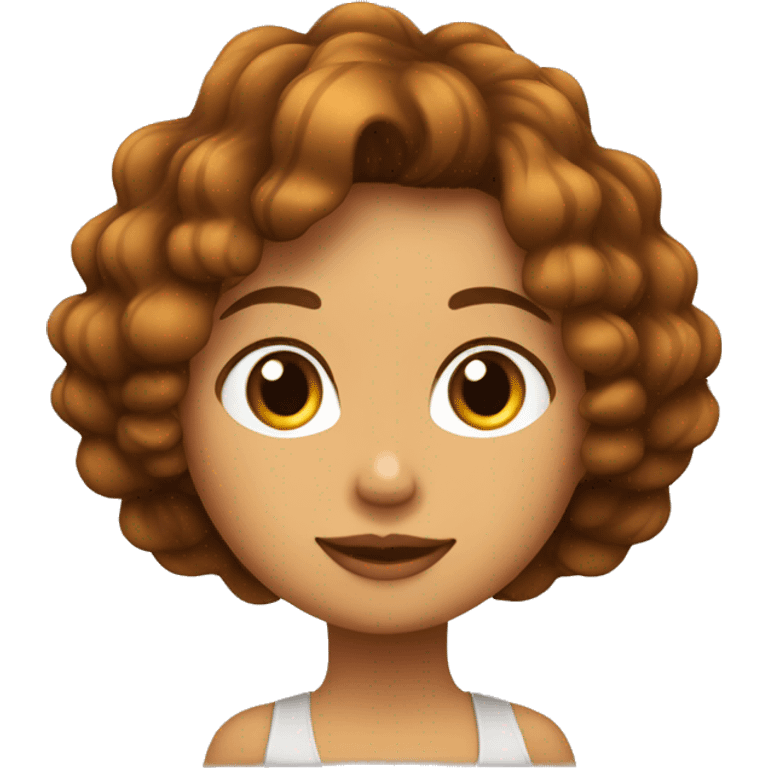 Chica de pelo ondulado largo y marron de piel blanca emoji