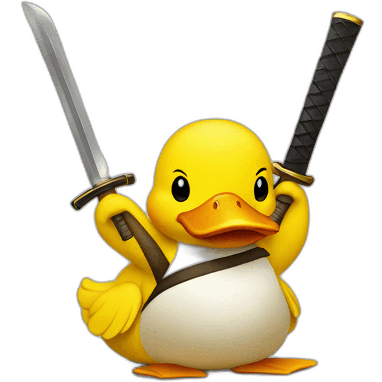 A yellow duck with a katana emoji