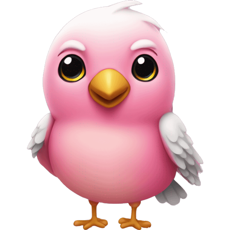 Cute bird with pink clothes emoji