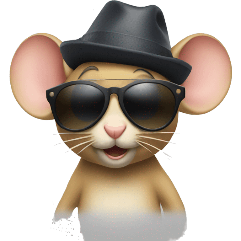 A mouse with sunglasses partying emoji