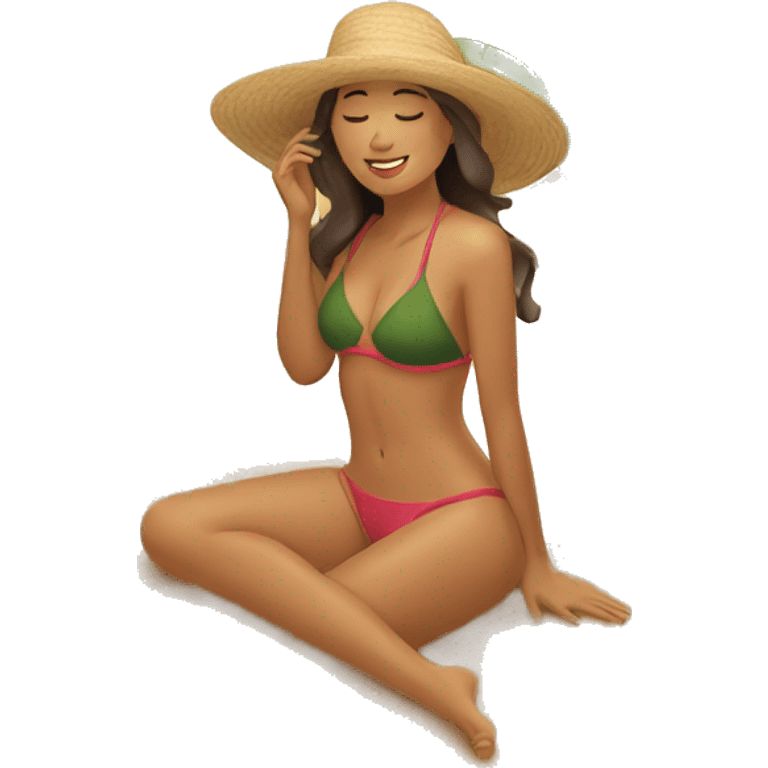 mujer en la playa emoji