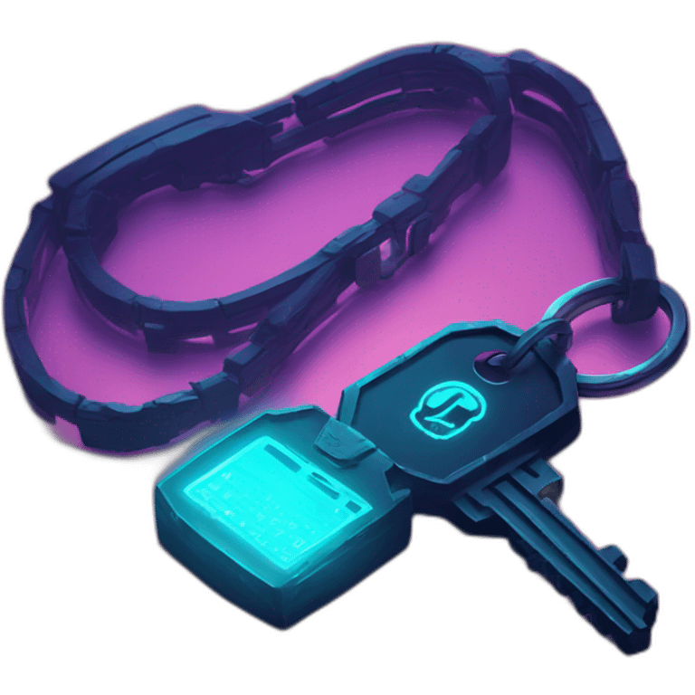 Keys in a cyberpunk environment with neon lighting. emoji