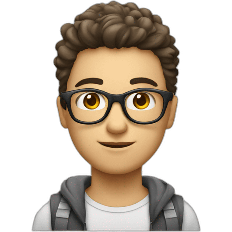 joven piel blanca gafas saludando emoji