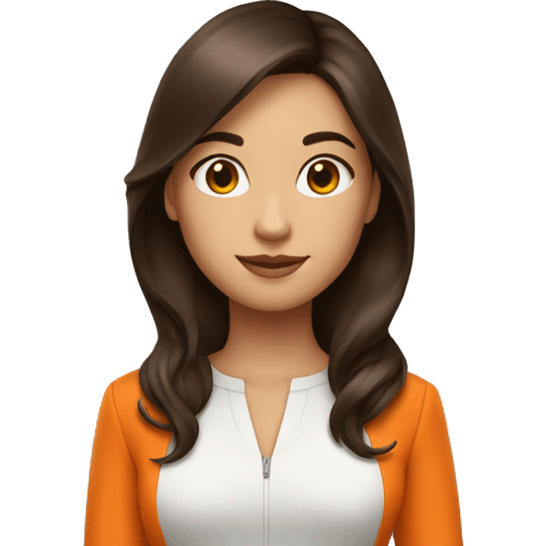 girl brunette in orange suit emoji