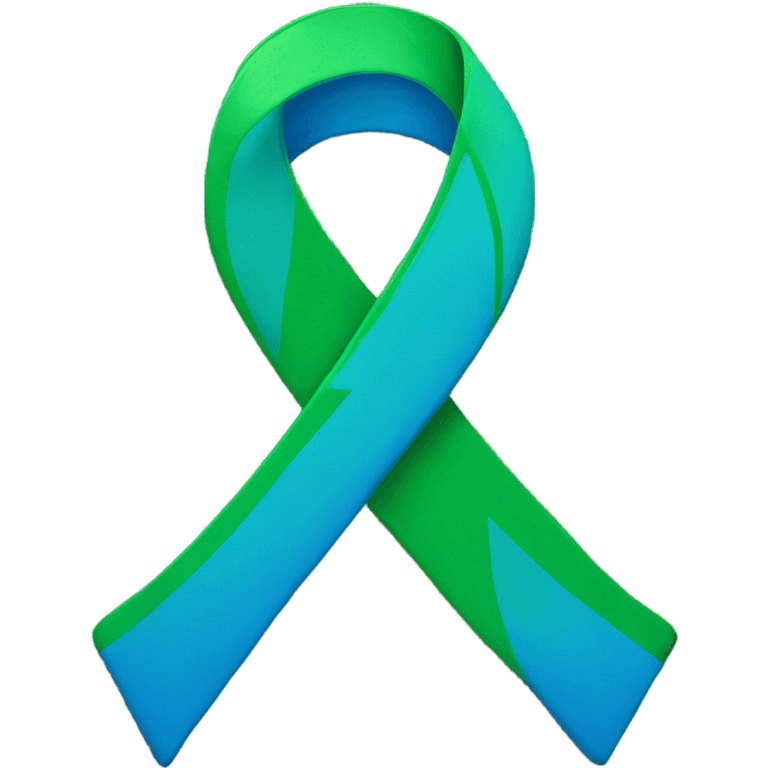 IIH awareness ribbon left half blue and right half green emoji