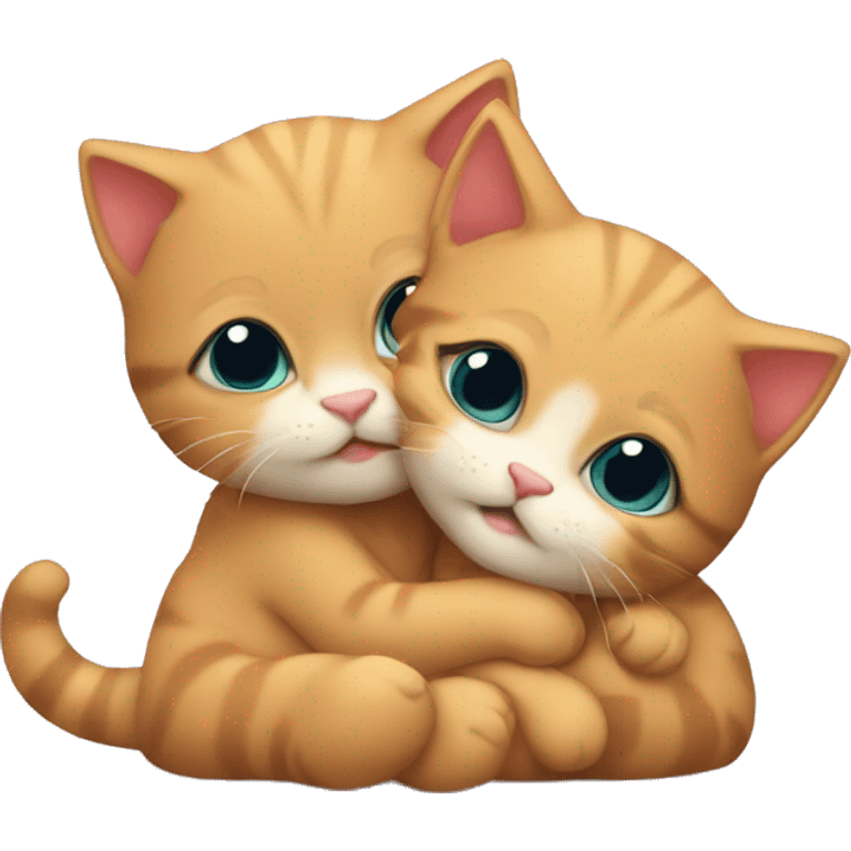 small kittens snuggeling in love  emoji