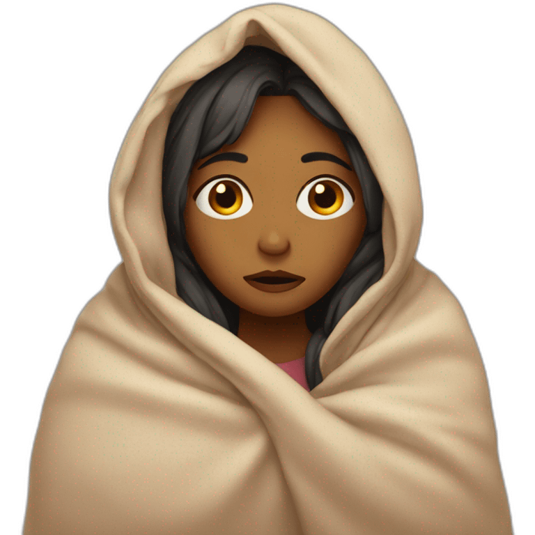 sad woman in a blanket emoji