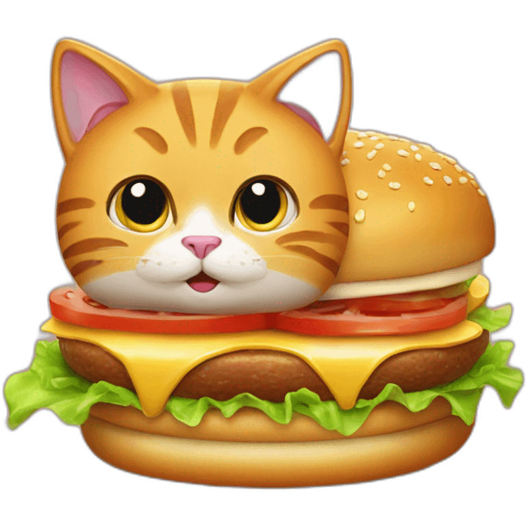 Cat eating a juicy hamburger thats really greasy emoji