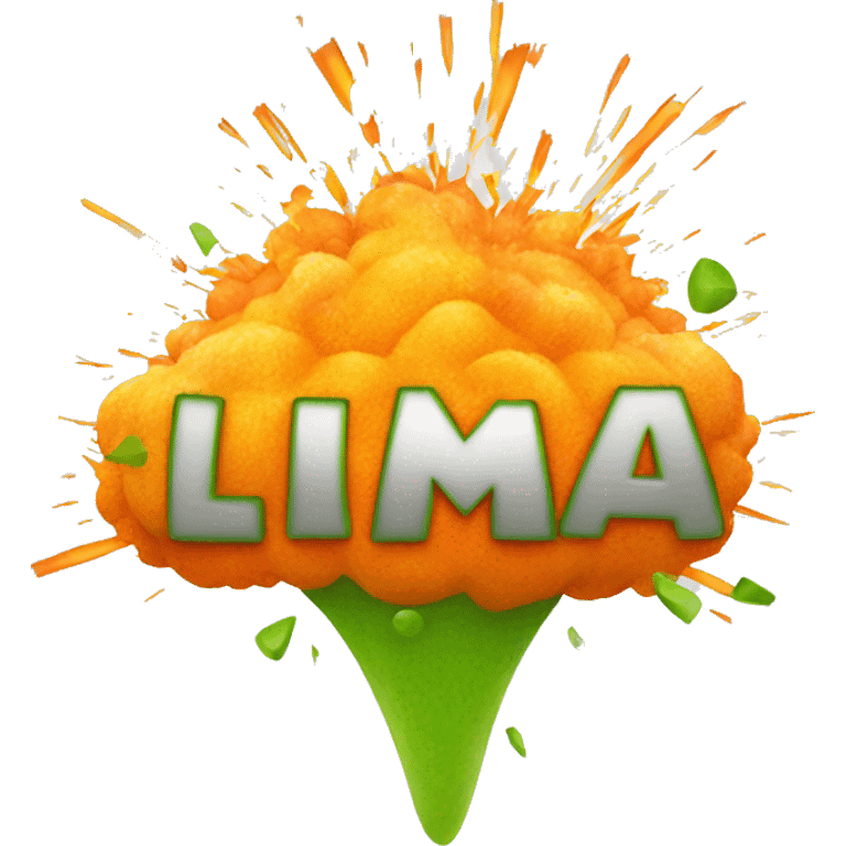 an explosion with lime, orange, torange, lima emoji