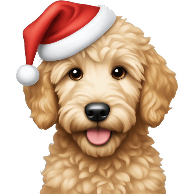 golden doodle puppy wearing a santa hat  emoji