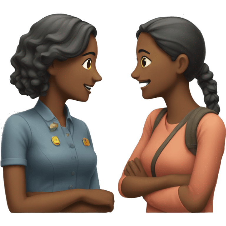 two woman talking to each other, side angle emoji