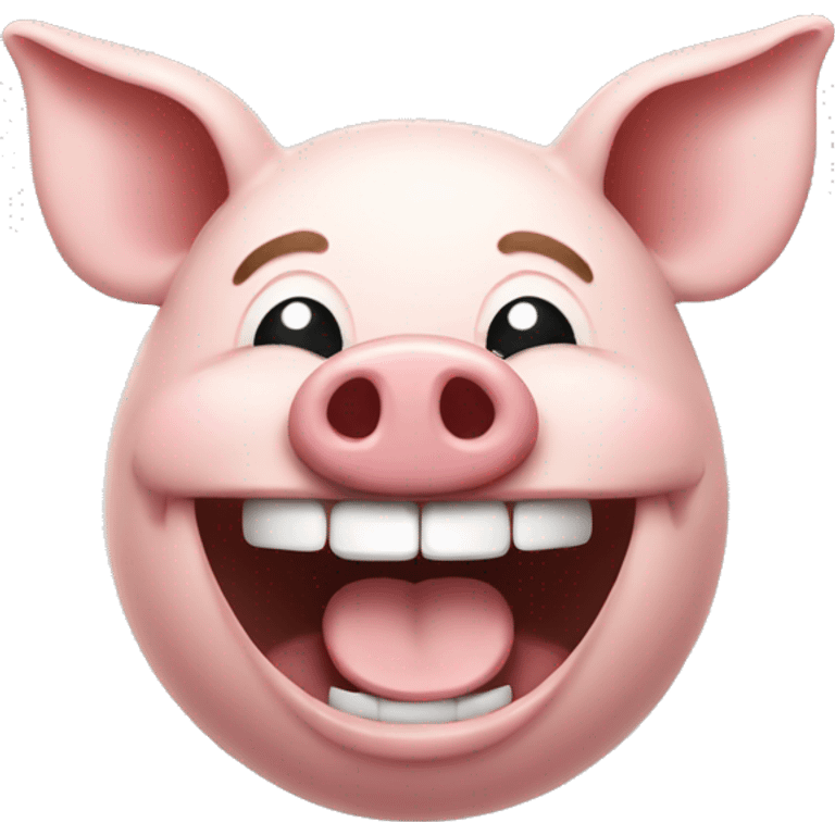 laughing emoji with only the pig snout emoji