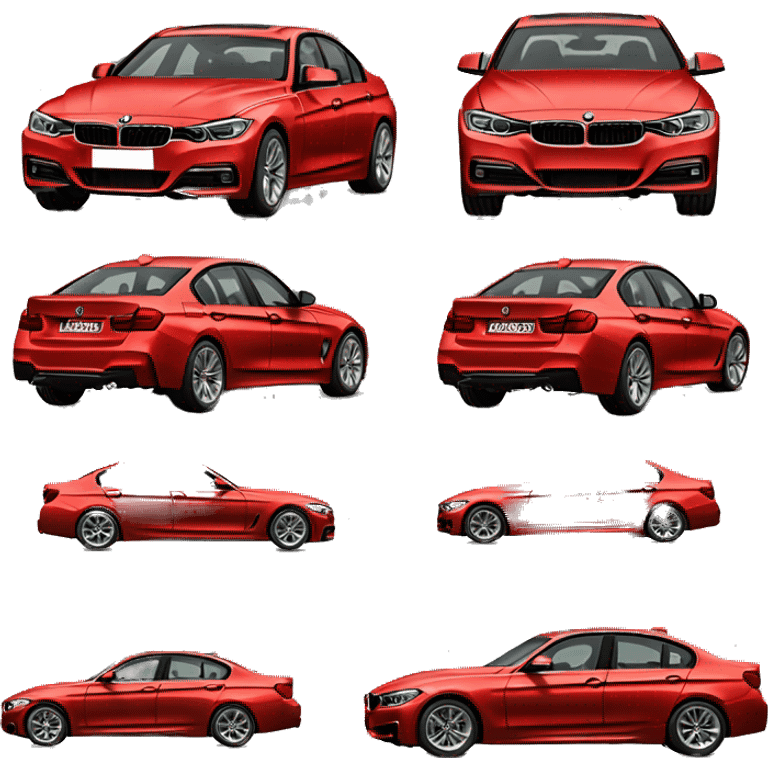 Red BMW 340i with tinted windows sporty emoji