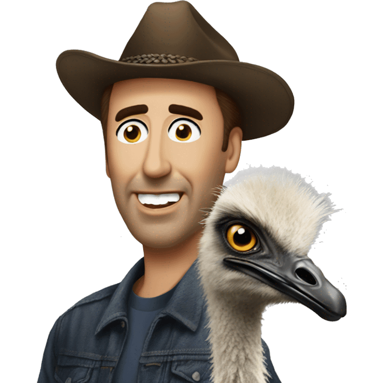 nicolas cage riding an emu emoji