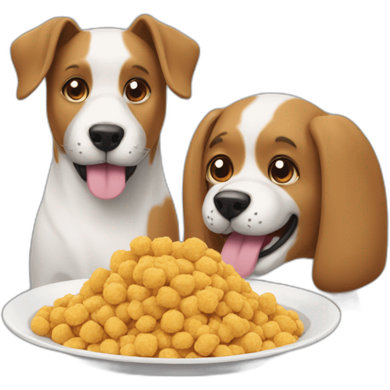 Dog and cat eating food  emoji