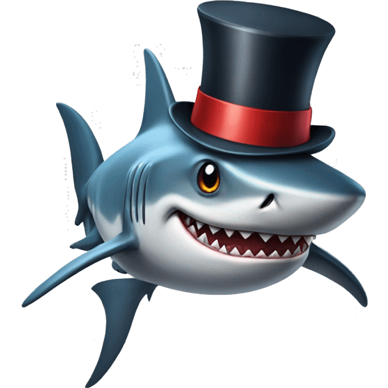 Shark with a top hat emoji