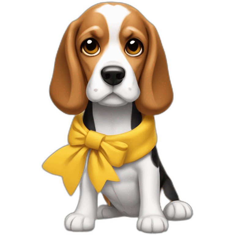 beagle in a winter jacketcocker spaniel with yellow bow emoji