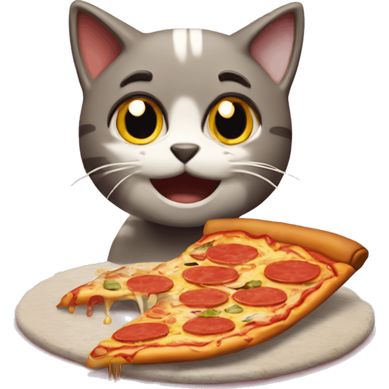 Gato comiendo pizza  emoji