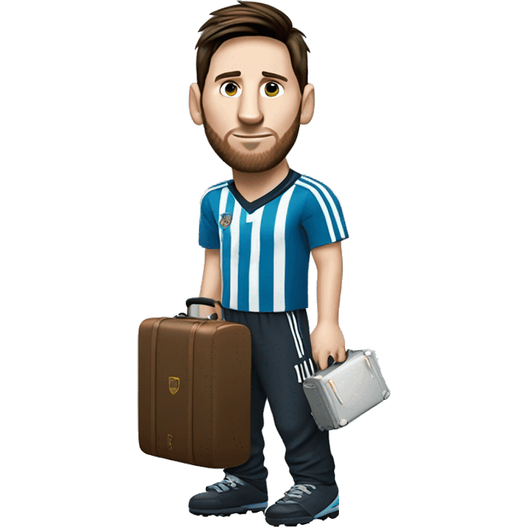 Lionel Messi wearing a suitcase emoji