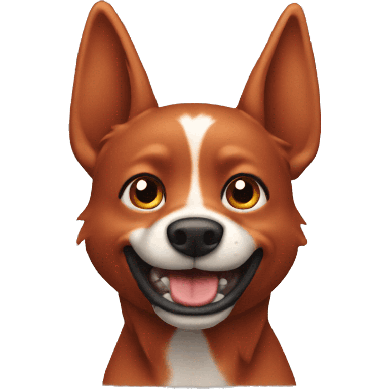 solid red dog with pointed ears running emoji