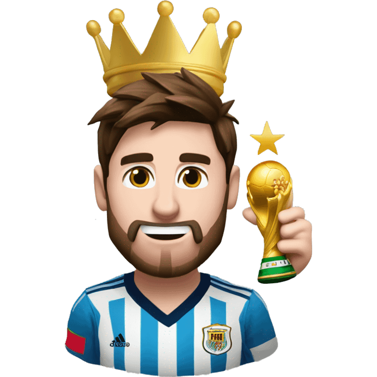 Messi con la mundial y una corona  emoji