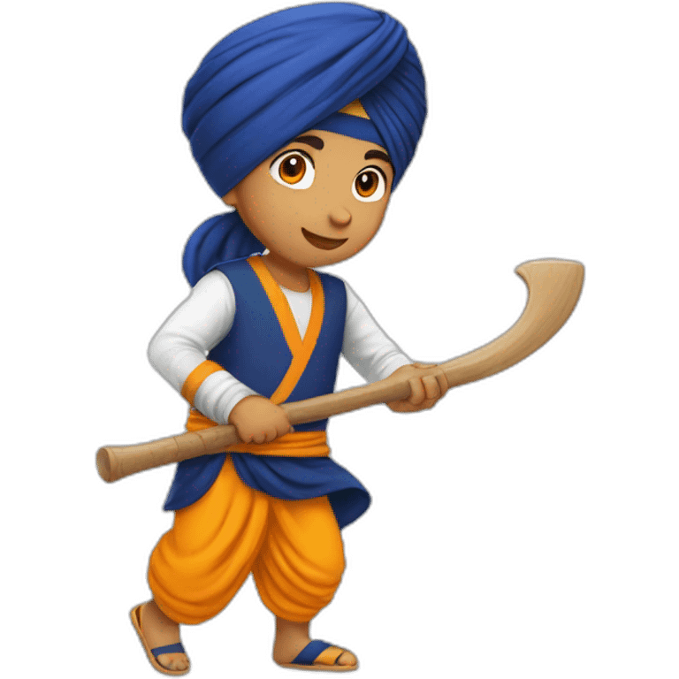 sikh kid with turban playing gatka emoji