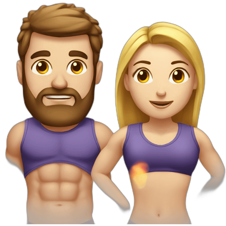 crossfiters man and woman training emoji