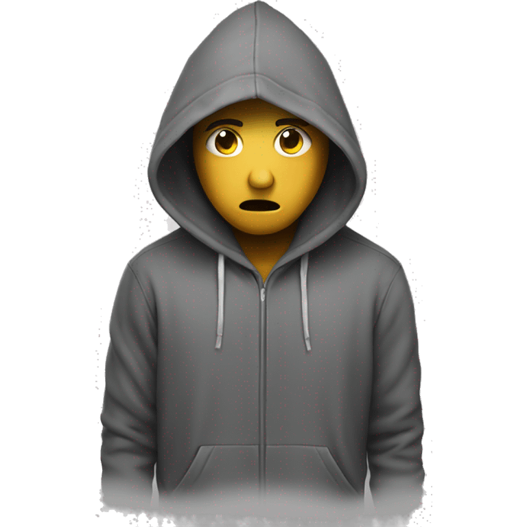 Depressed face in hoodie emoji