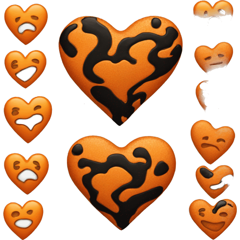 Blackand orange heart mix emoji