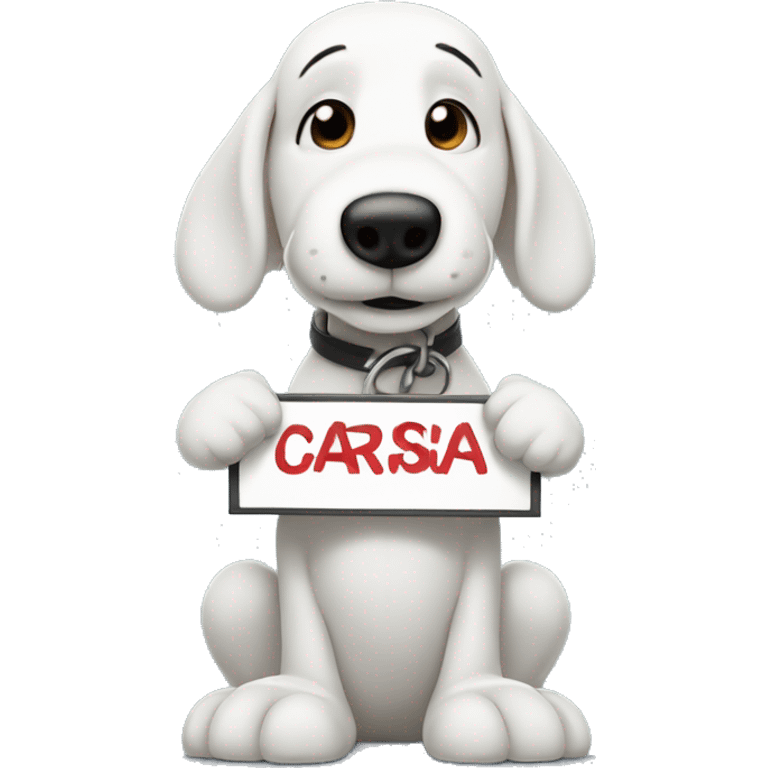 snoopy with a sign that say carisia emoji