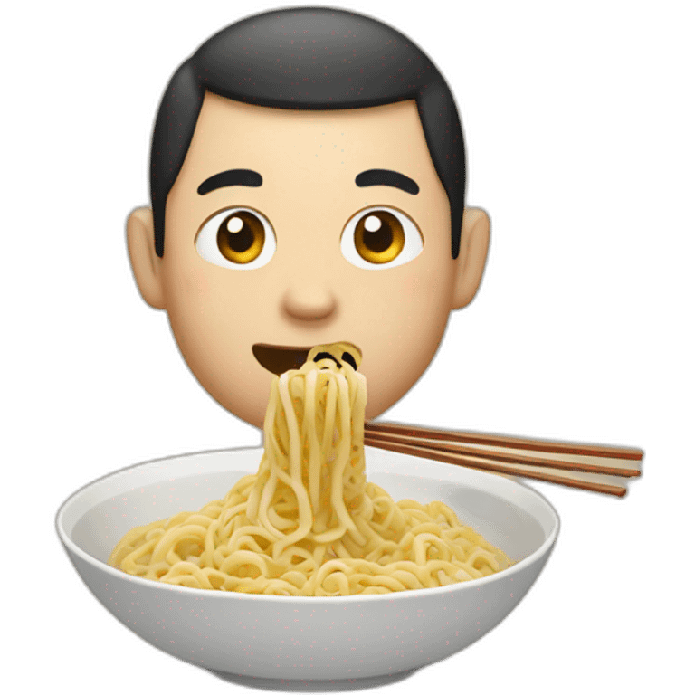 Chineese man eating noodle emoji