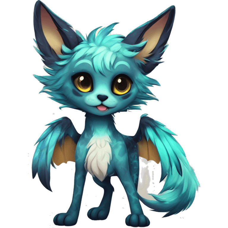 Cool cute Kawaii edgy fantasy shiny animal  fursona Fionbri vernid by griffsnuff & LiLaiRa & Falvie full body emoji