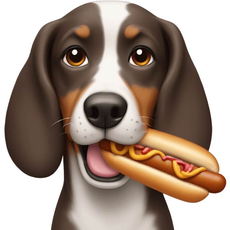 Dog eating a hotdog emoji