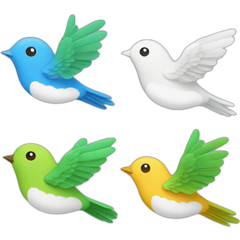 4 Little bird who’s flying on the Sky two Blue one White and one Green  emoji