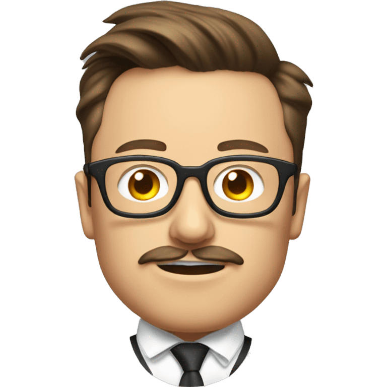 Elon musk with a funny moustache and comically large nerd glasses emoji