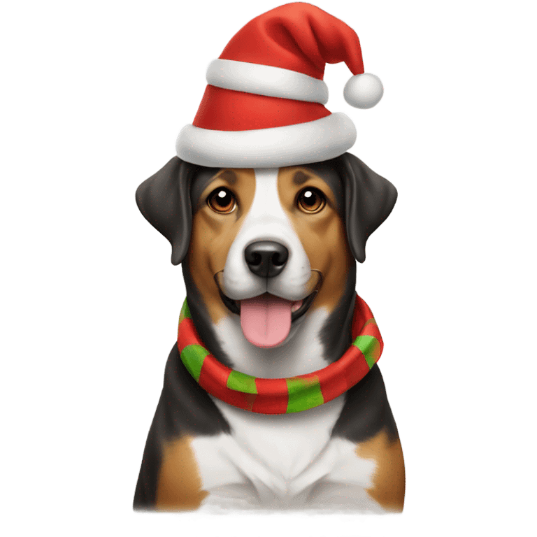 Dog wearing Christmas hat emoji