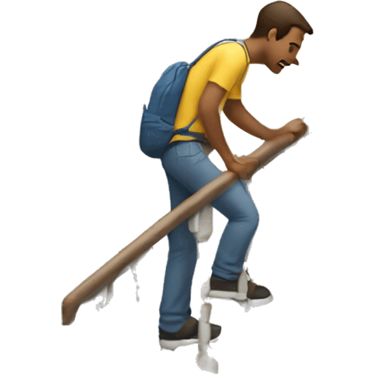 Side view of a man climbing stairs emoji