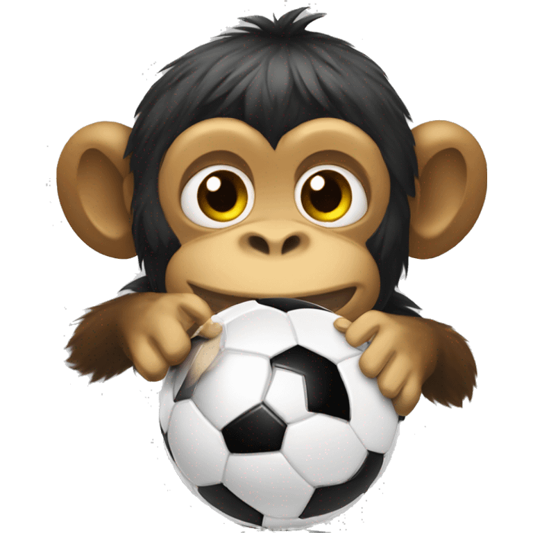 Make a monkey in Brazil national team soccer gear playing with a soccer ball. The monkey's face should be sad and crying with tears. emoji