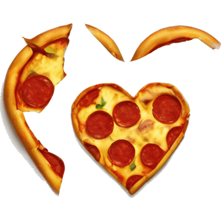 pizza in the shape of a broken heart emoji