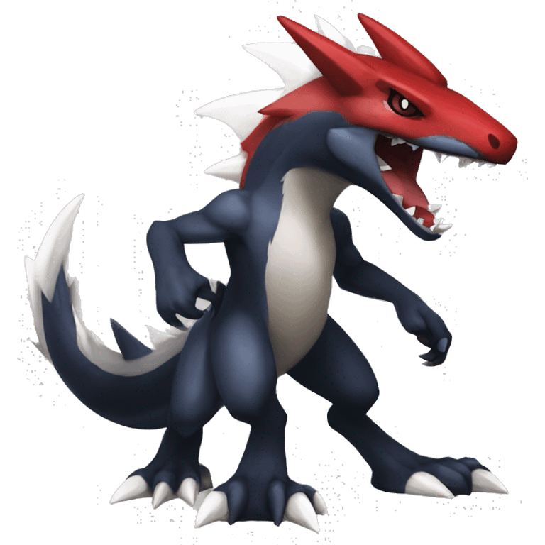 Black Cool Edgy Anthro Nargacuga-Sharpedo-Sergal-Garchomp-Fakémon  with White and Red Edgy markings emoji