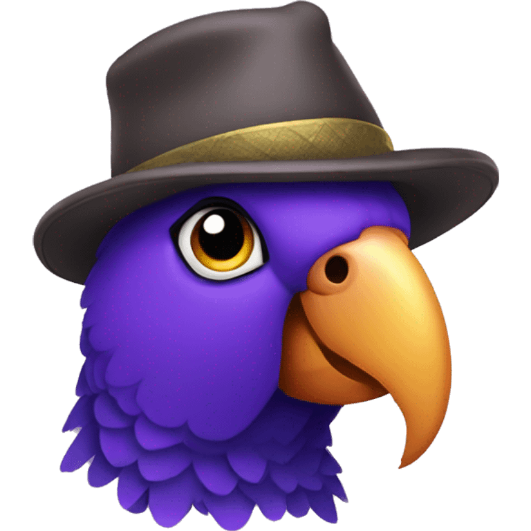 purple parrot with a hat emoji