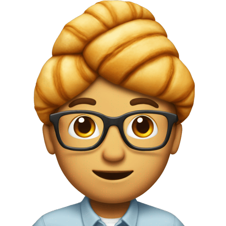 Nerd with a croissant up his head  emoji