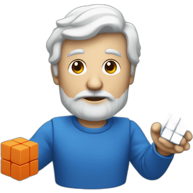 A old and blue men with a rubix cube emoji