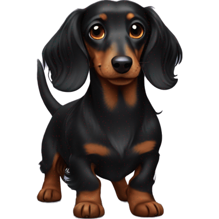 long haired black dachshund  emoji