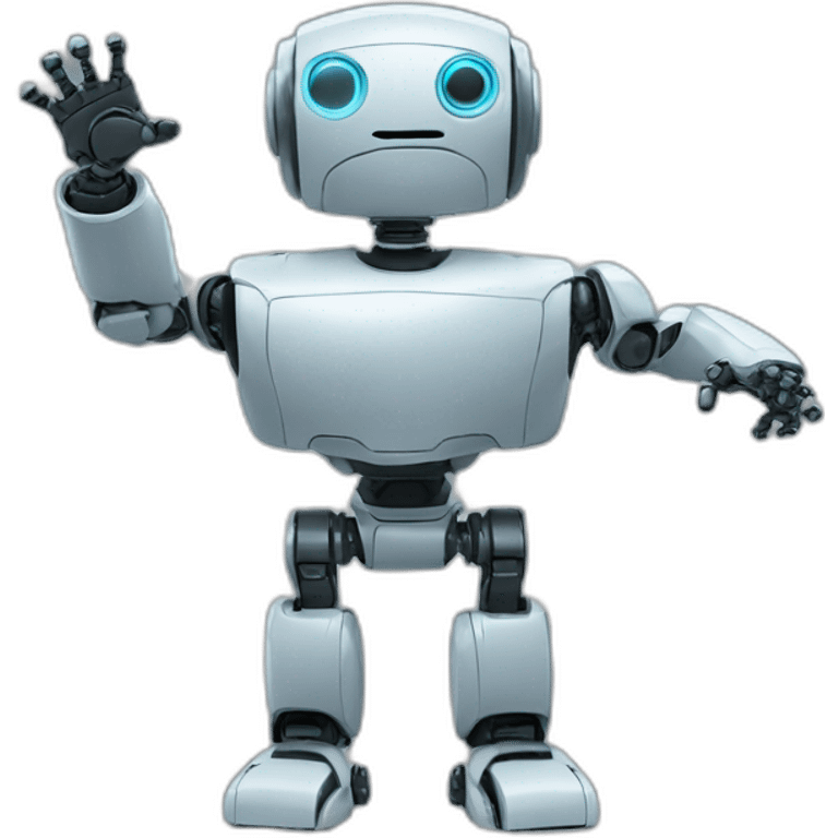 a robot doing the t-pose emoji