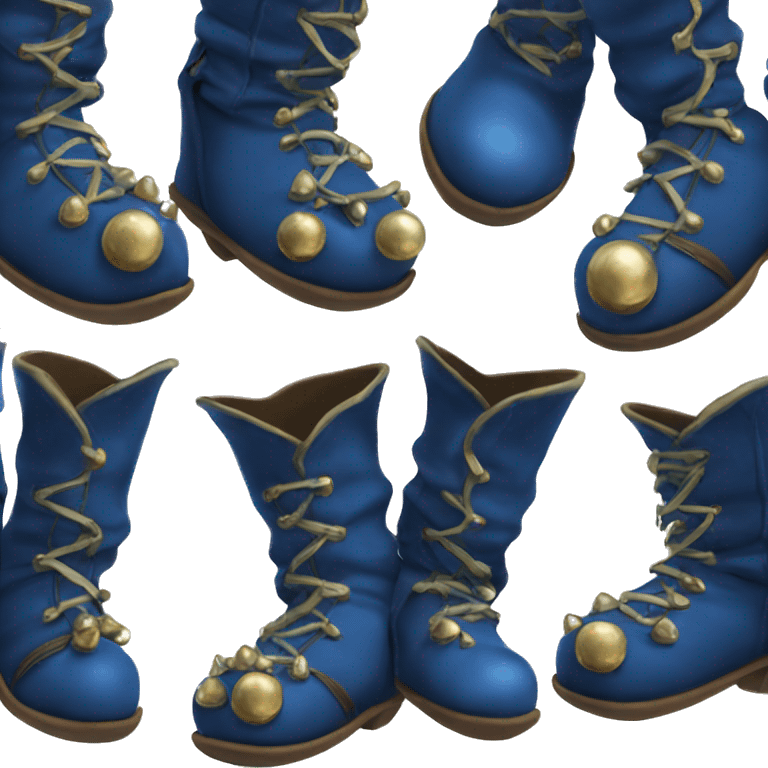 Realistic isolated dark blue elf boots with bells. emoji