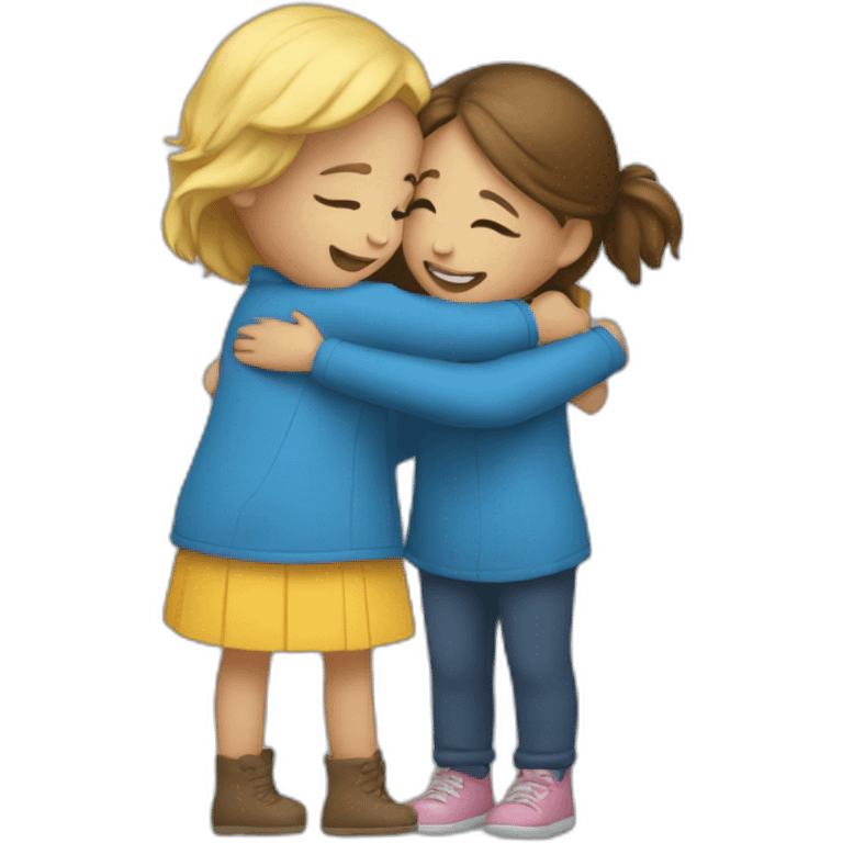 Hug between two girl in blue  emoji