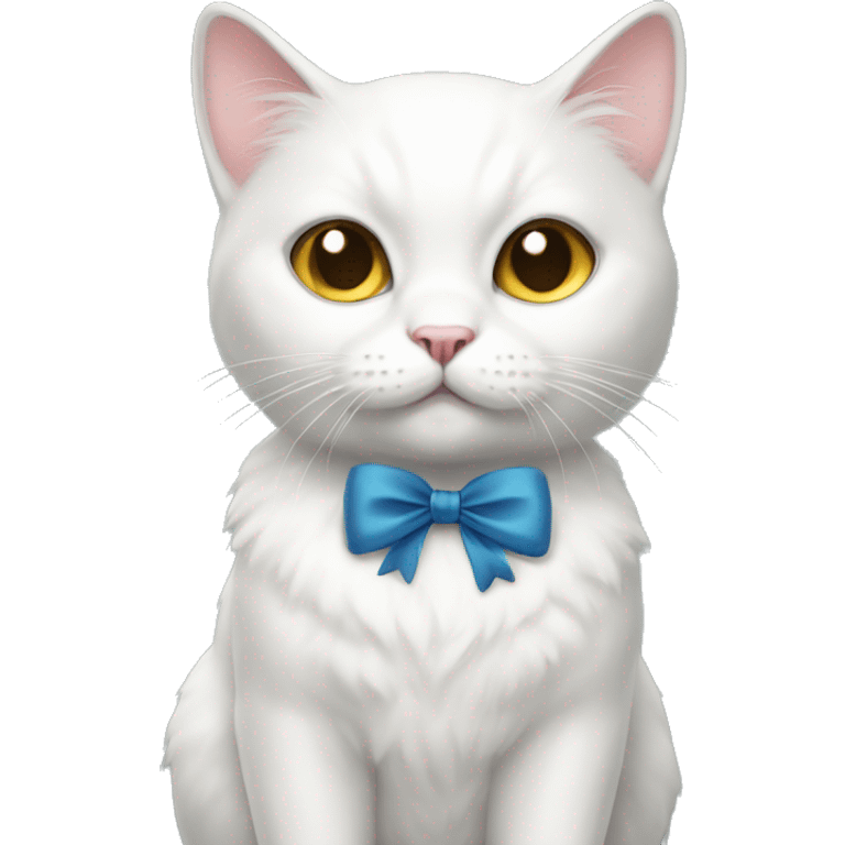 white cat with bow emoji