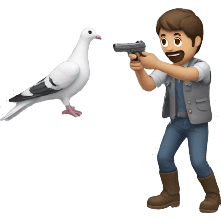 Man shooing a pigeon emoji