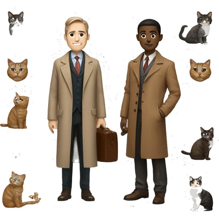 gay lawyer with brown trenchcoat and a cat emoji